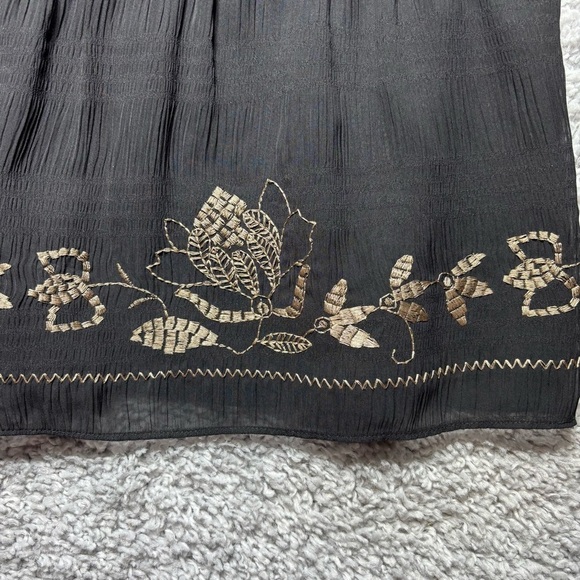 Ann Taylor LOFT Skirt Womens 6 Midi Tiered Flowy BOHO Zip Up Embroidered Office - Picture 3 of 7